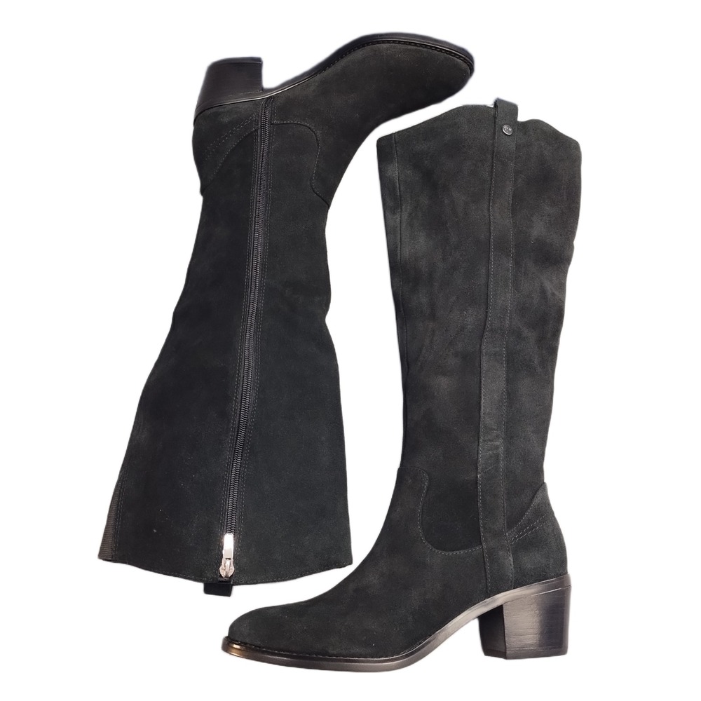 Marc Fisher LTD Kimmee Knee-High Boots Womens Size 8.5M Black Leather Side Zip